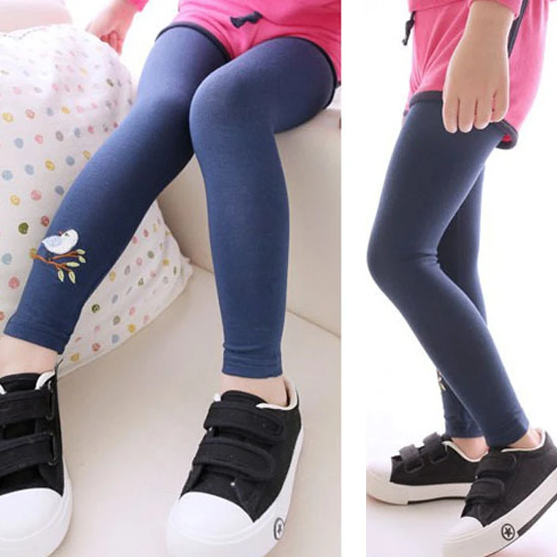 

3T-7T Girls leggings cartoon Baby Kids Girls leggings Cotton Pants Embroidery bird Warm Stretchy Leggings Trousers winter pants