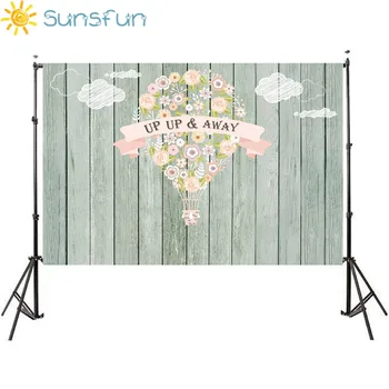 

Sunsfun 7x5FT Hot Air Balloons Photography Backdrops Children Photo Props for Studio Baby Clouds Wooden Background 220X150cm