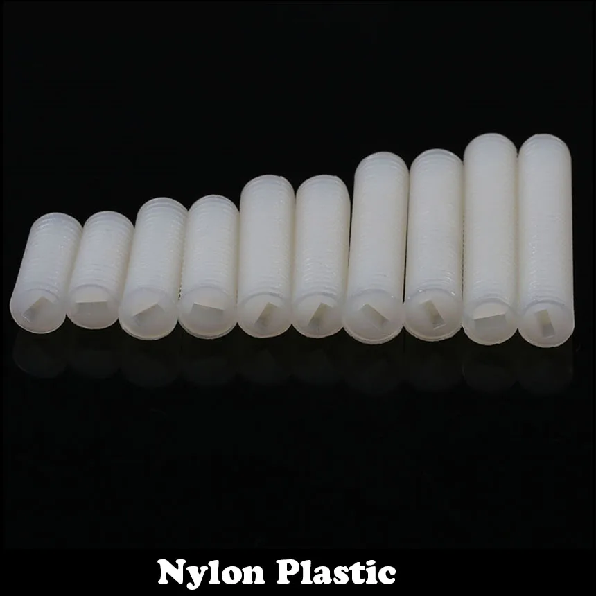 

40pcs M4 M4*8 Nylon Plastic White Insulating Flat Point Inner Hex Hexagon Socket Set Screw