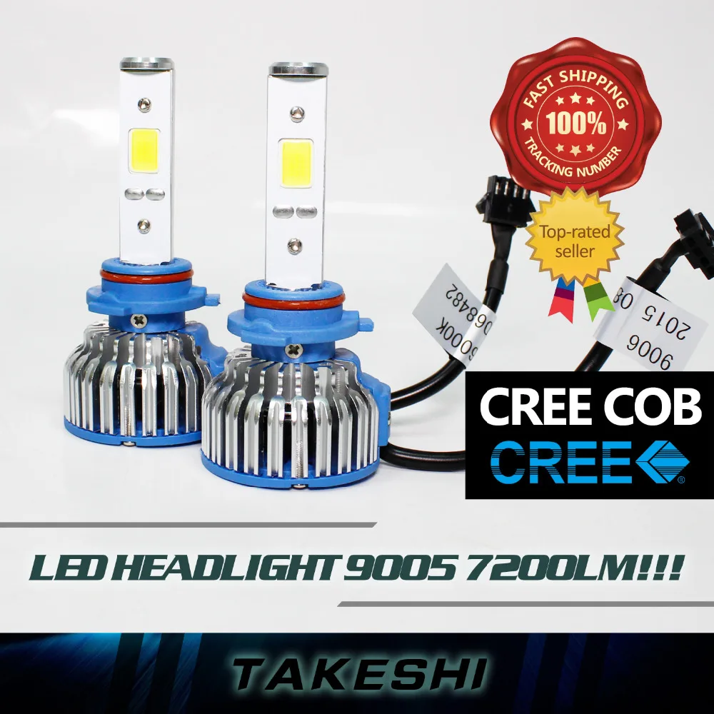 2x 9005 HB3 H10 High Power 48W 7200LM Set LED COB Car Headlight Super bright White