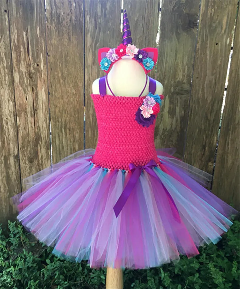 New Baby Girls Flower Tutu Dress 2Layers Tulle Tutus with Ribbon Bow