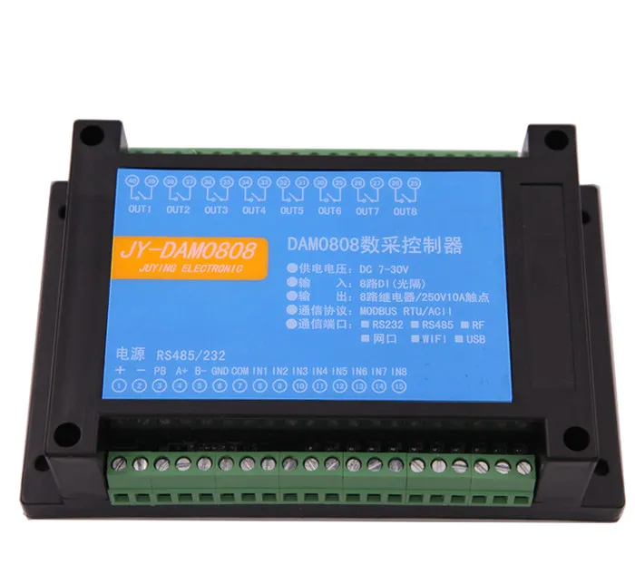 Saída de Relé de Controle Módulo de Controle Rs232 + Rs485 Serial Isolamento Optoacoplador Entrada Dam0808 pc