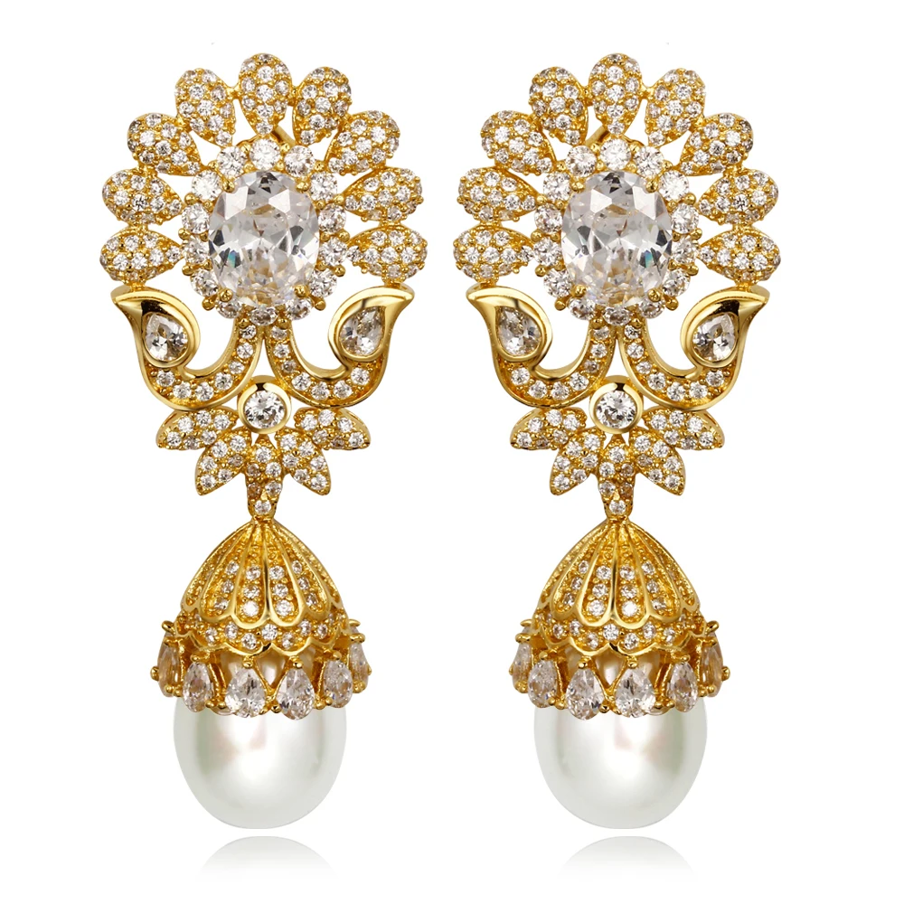 Flower Sweet Earrings For Girl Luxury Drop Earring Cubic Zircon