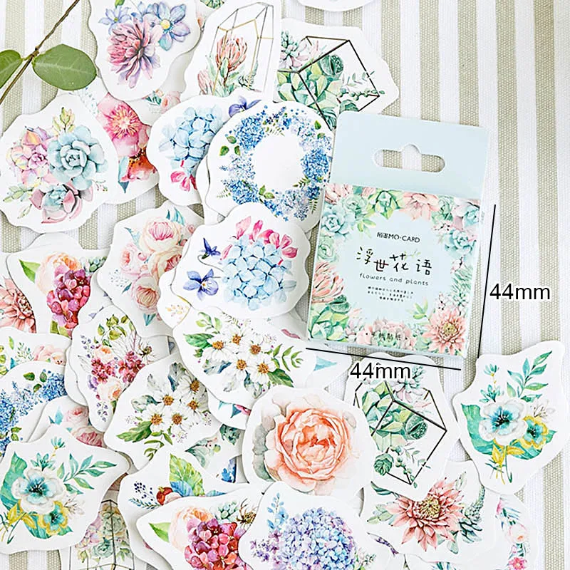 

45pcs/box Plant Stickers Flower Travel Stickers for Diary Scrapbooking Decorations Photo Albums Bullet Journal Sealing Stickers