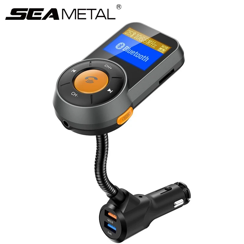 

USB Car Player QC3.0 Music Bluetooth Handsfree Kit Mp3 Dual Phone Charging TF Card LCD Display Audio Electronic Aux FM Adapter