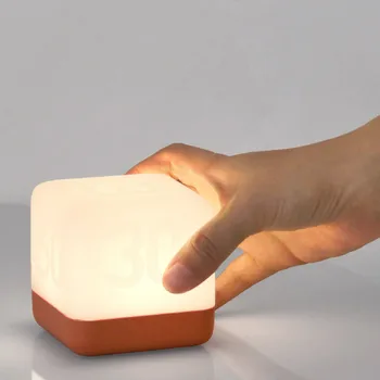 

Simple Modern Flip Clock Night Light USB Charging LED Energy Saving Cube Small Table Lamp Bedroom Bed with Sleep Light
