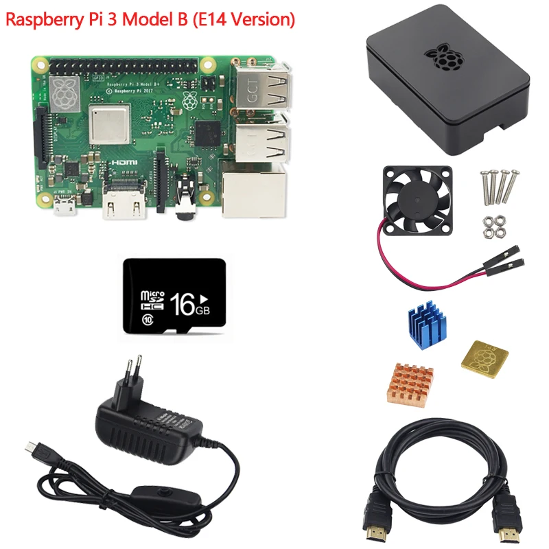 7 шт. комплект комбо Raspberry pi 3 Model B + Материнская плата 16 Гб MicroSD карта чехол адаптер