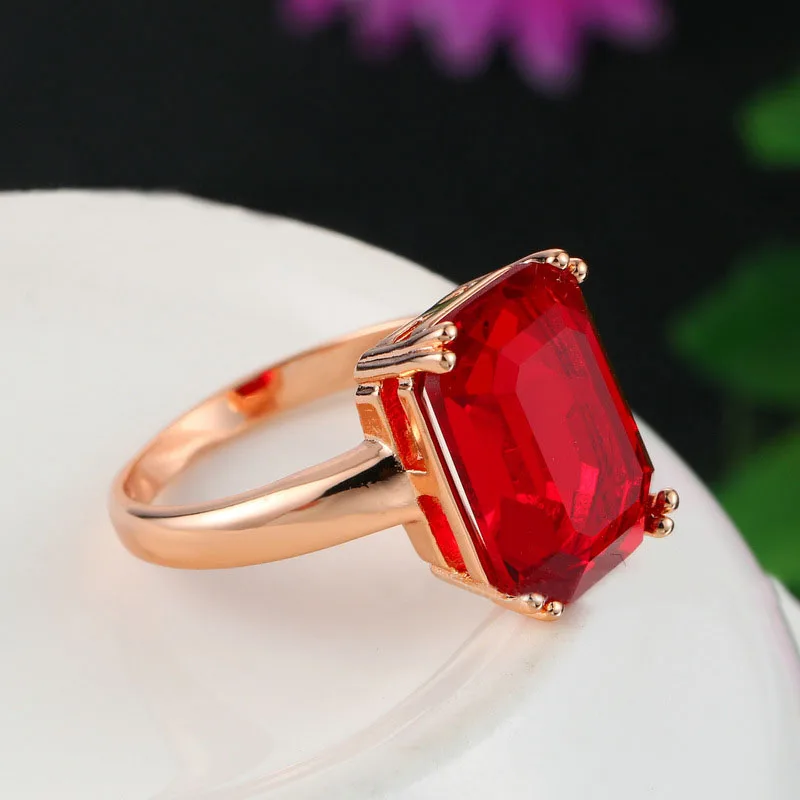 SHUANGR Vintage Green Stone Crystal Gem Women Ring Wedding Jewelry Cubic Zirconia Engagement Band Rings Anillos 2018 Party