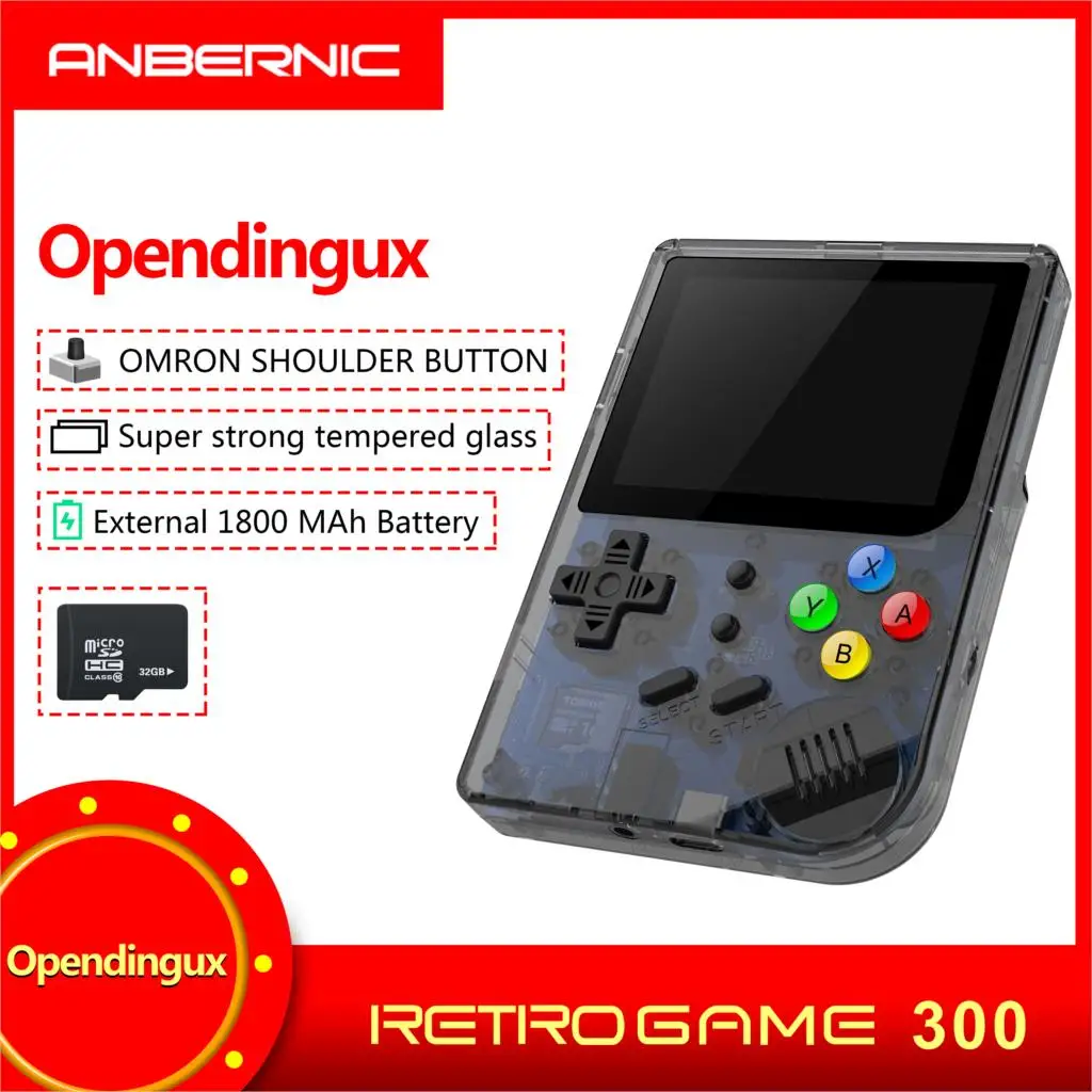 

New 3 INCH Video games Portable Retro FC console Retro Game Handheld Games Console Player RG 300 16G+32G 3000 GAMES Tony system