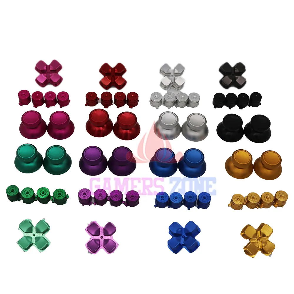 

5SETS Metal thumbsticks Caps + Bullet Buttons and Chrome D-pad for PS4 Controllers