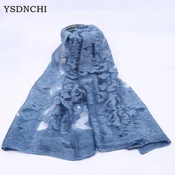 

YSDNCHI Autumn Summer Fashion Scarves Thin Lace Floral Pattern Scarf Polyester Cotton Shawl Long Soft Elegant Women's Cape