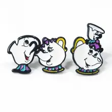 Красавица и Чудовище чашки моды личности асимметричные маленькие серьги унисекс серьги-каффы кольцо серьги аниме