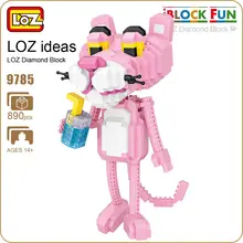 LOZ Blocos de Diamante Leopardo Dos Desenhos Animados Figuras de Ação Animal Modelo de Construção Montagem Brinquedos Educativos para Crianças Tijolos Engraçadas 9785
