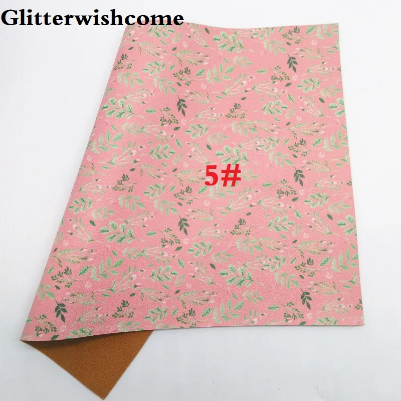 Glitterwishcome 21X29 см A4 размер винил для бантов печатные цветы кожа Fabirc искусственная кожа листы для бантов, GM159A