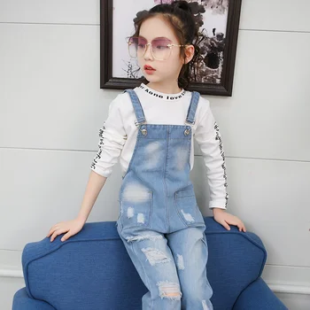 Kids Overalls Autumn Boys Girls Denim Suspenders Jeans for Teen Adjustable Strap Rompers Children Clothes Jumpsuit Clothing 2020 5