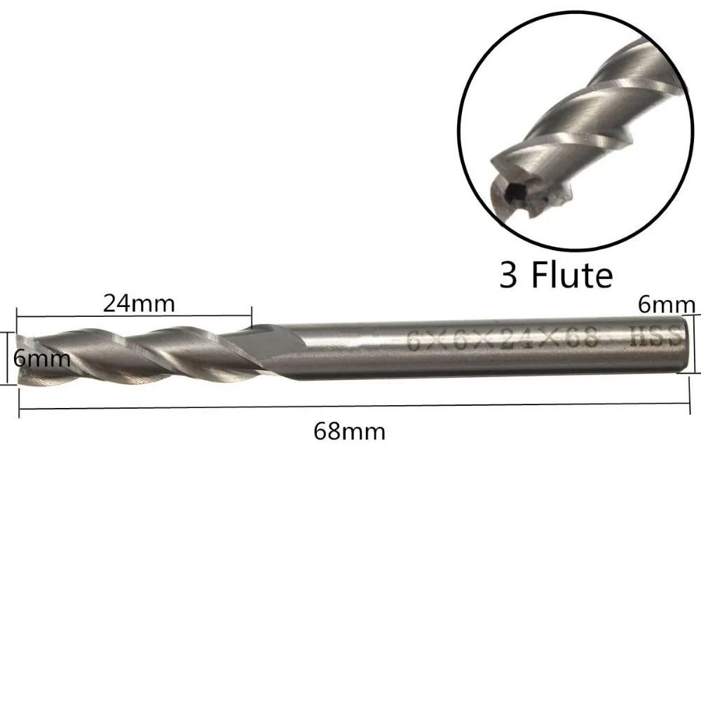1 шт. удлиненная 6 мм 3 Флейта HSS & алюминиевая Концевая фреза с ЧПУ|flute hss|cutter cnc3 flute |