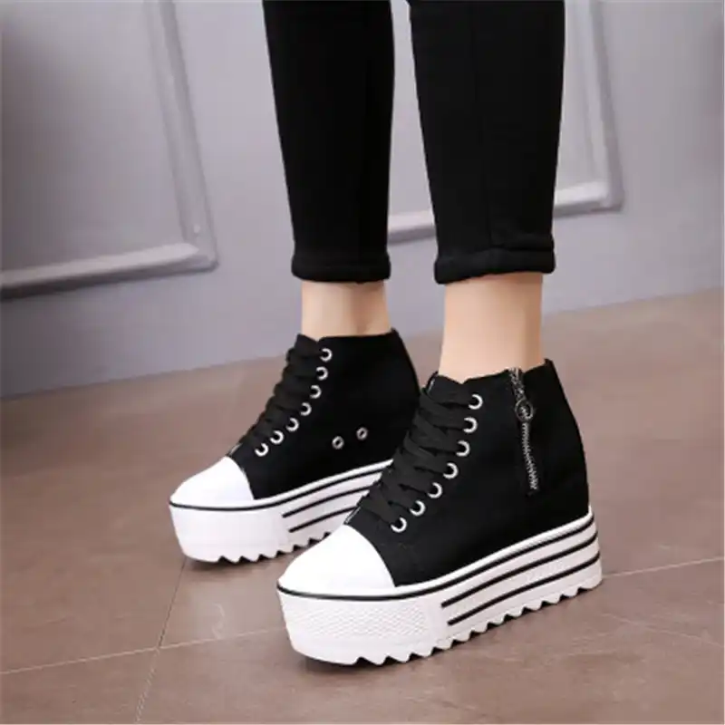 2019 zapatos de cuña de plataforma de tacón alto para mujer, cesta informal  Tenis femenino, zapatos de San Valentín Krasovki, blanco y  negro|gumshoes|gumshoes woman - AliExpress