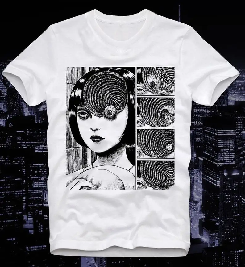 

T Shirt Uzumaki Eyeball Cult Junji Ito Horror Manga Anime Japan Japanese Tomie Men 2019 Summer Fashion Top Sale Design T Shirts