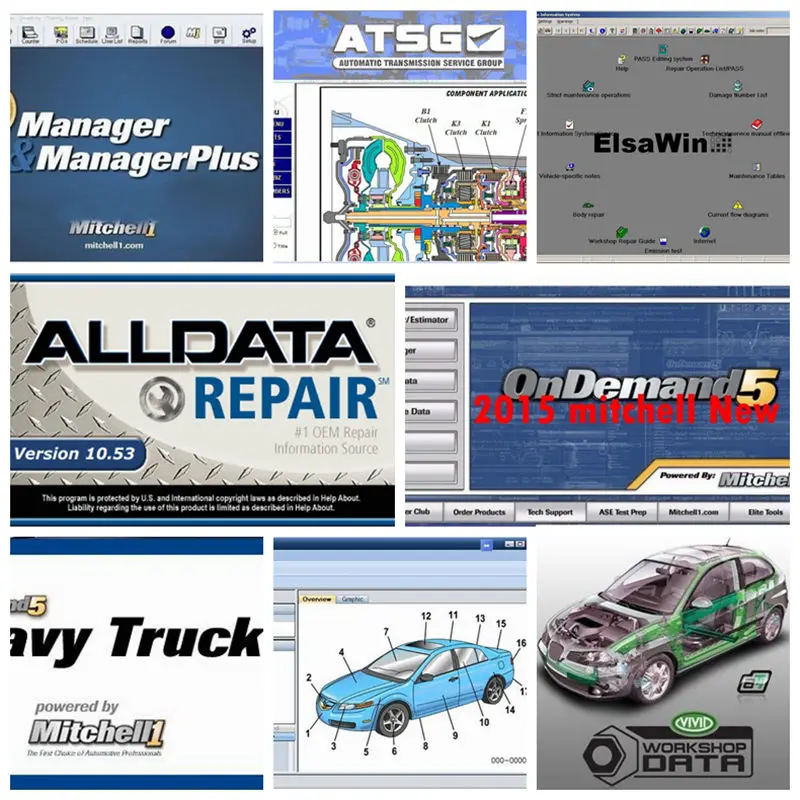 Программное обеспечение Alldata 2020 Hot 10 53 V и Mit/chell OD5 программное 2015 Vivid workshop data ElsaWin6.0