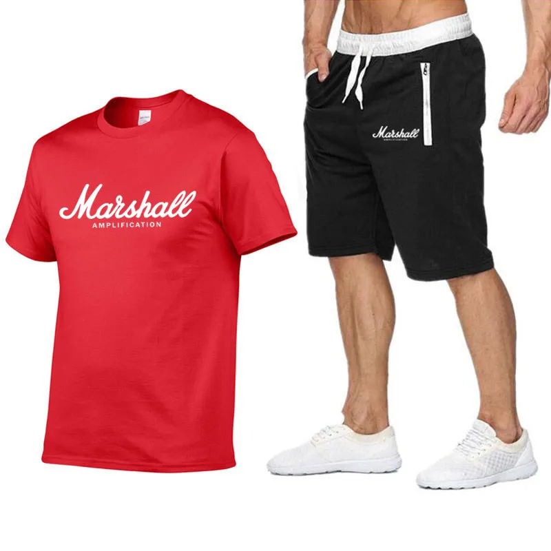Мужская футболка бренд Marshall с короткими рукавами + шорты комплект из 2 предметов
