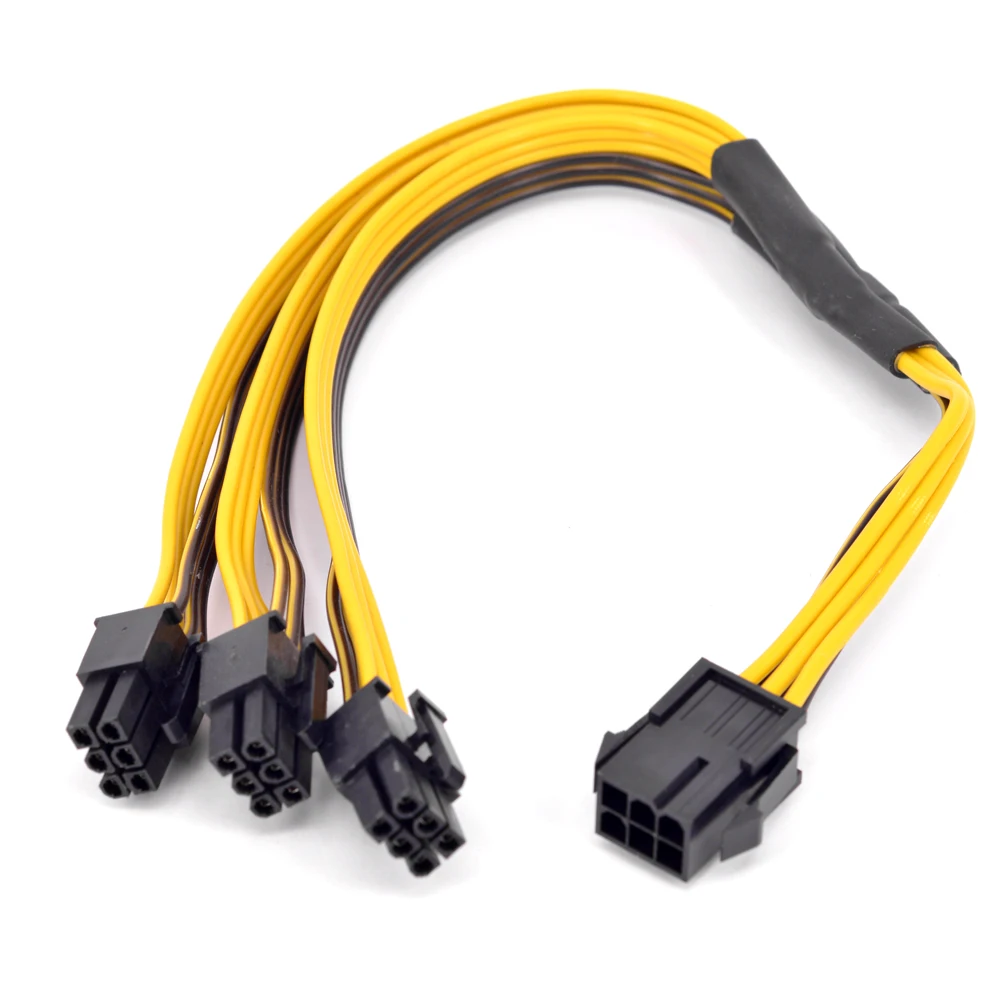 PCIe GPU 6pin Port Multiplier PCIe Graphics card 6 Pin 1 to 3 ways Female to Male Extension Cable DIY BTC Power Supply