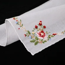 S005-R: Нежный хлопок ручная вышивка/ручная вышивка красный розовый платок