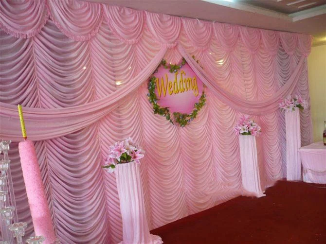 10ft*20ft Pink ripple Wedding Backdrop Drapes Curtain Wholesale stage