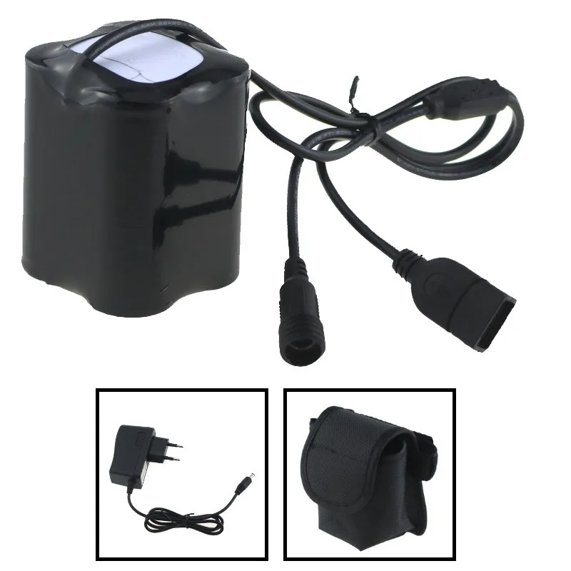 Flash Deal USB + DC Port 8.4V 20000mAh 4x 26650 Battery Pack With Screw Thread + Charger Plug for Bike Light Solarstorm X2 X3 T6 ECT 0