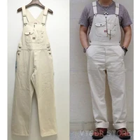 BOB DONG 40s Three-In-One Pocket High Back Vintage Overalls Men's 13oz Denim Jumpsuit White Cottonseed Hulls 1