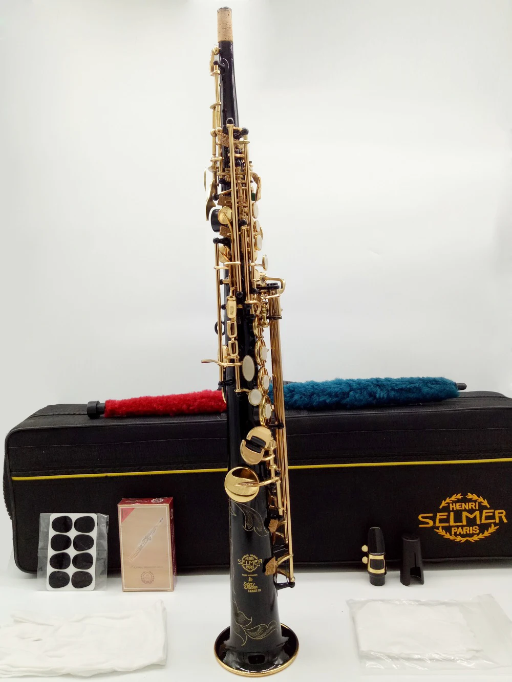 

Japan Saxophone soprano Selma S-803 B-Flat Black lacquered gold button 803lll soprano Sax Musical instrument free shipping