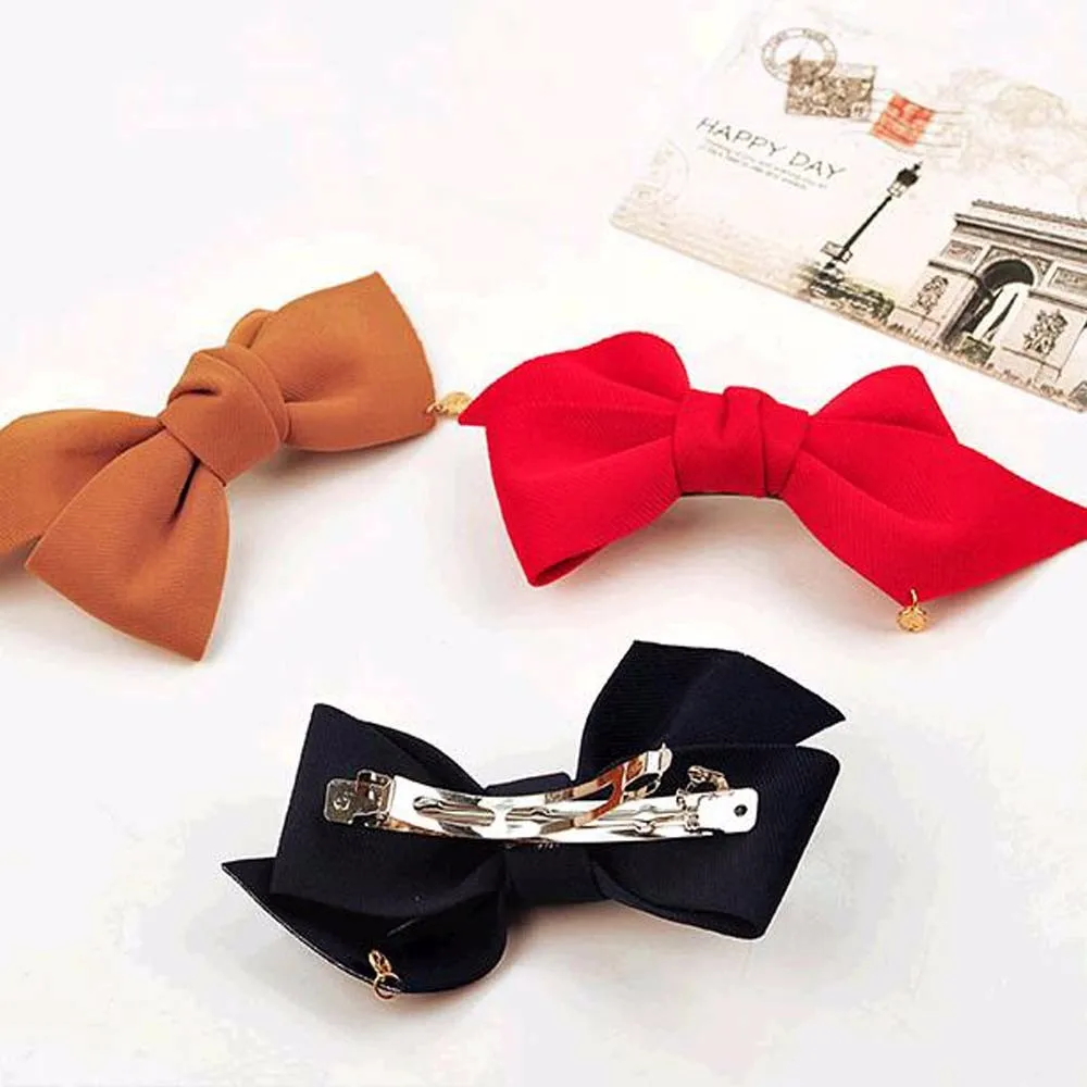 TOMTOSH New Big Solid Cloth Bows Hair Clips Hair Accessories for Women Girl Wedding Hair Jewelry