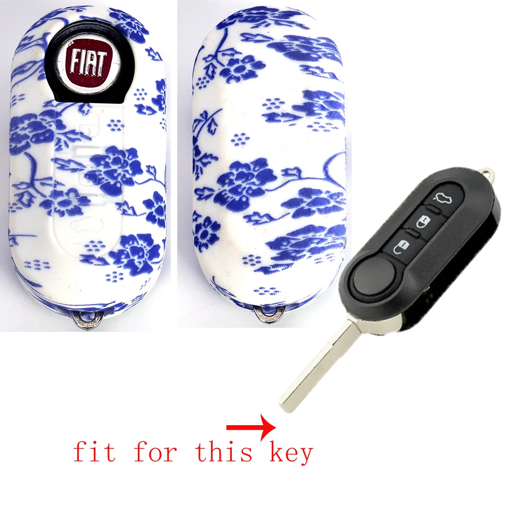 

Beautiful Silicone Car Key Cover CASE Fit for FIAT 500 Panda Punto Flip Folding Remote KEY CASE FOR CAR 3 buttons Free Shipping