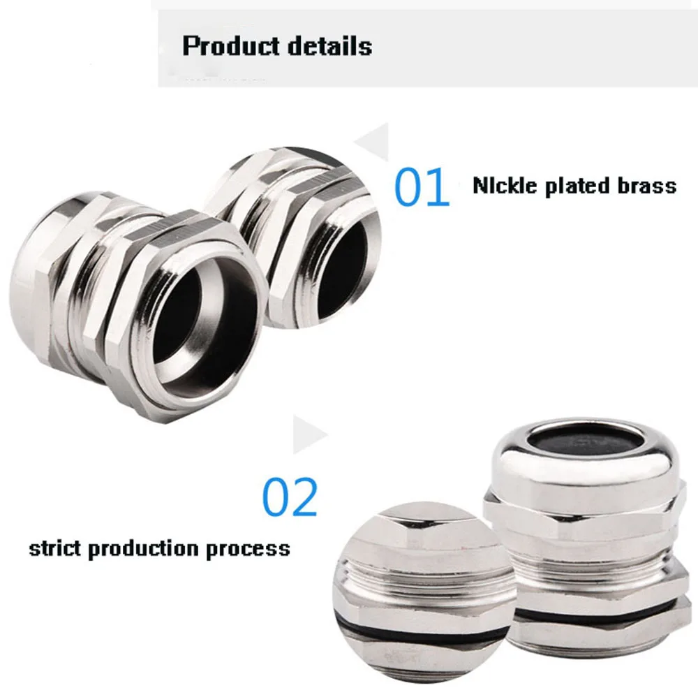 3 шт. PG11 M18 Водонепроницаемые кабельные сальники из никеля, латуни, металла IP68 провода соединителя провода сальники для 5,0-10 мм металлический кабельный разъем