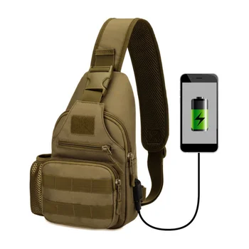 

outdoor nmen Camouflage chest pack single shoulder bags USB charging chest bag crossbody bags anti theft single strap bag