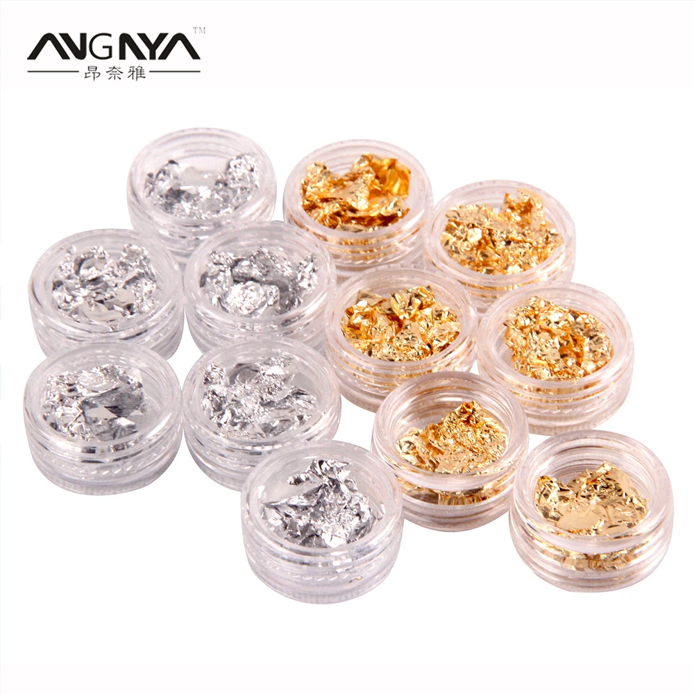 

ANGNYA New Gold & Silver Foil Paper Nail 3D Beauty UV Gel Polish Design Decoration Nail Polish DIY Manicure Tip Accessories A088