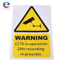5pcs A Lot New Arrival High-end 5pcs Yellow Window Warning Stickers Signs Decal CCTV In Operation 100mm x 150mm