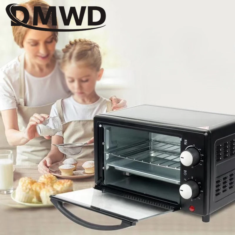 DMWD Electric Convection Oven Bakery Toaster Bread Maker 12L Mini Cake Pizza Breakfast Baking Machine Timer Roaster Grill EU US