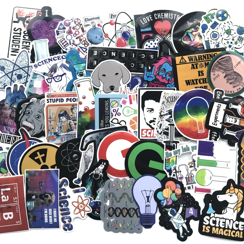 51 قطعة جديد في الهواء الطلق العلوم مختبر ملصقات ل كمبيوتر محمول لوح التزلج الأمتعة سيارة التصميم الدراجة خربش الشارات بارد للماء
