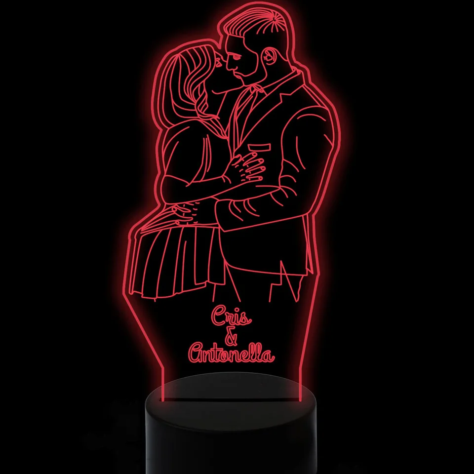 

3D Visual Led Lovers Kiss Modelling Night Lights Usb Bedroom Romantic Love Desk Lamp Home Decor 7 Colors Changing Lighting Gifts