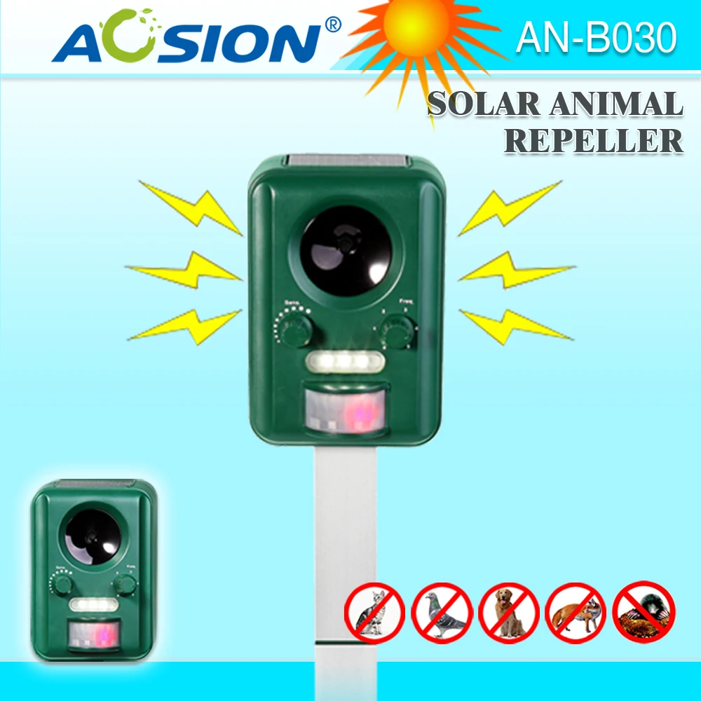AOSION Solar Ultrasonic Animal Repeller Bats Birds Dogs Cats Repeller Repellent Ultrasonic Signal And Flashing Frighten