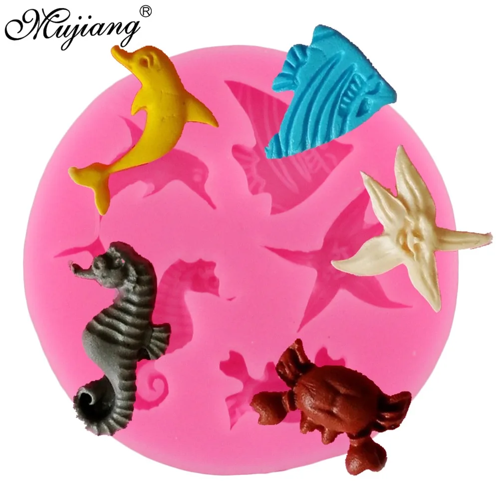 

DIY Shell Sea Animals Cake Silicone Baking Molds Cupcake Fondant Cake Decorating Tools Gumpaste Chocolate Candy Moulds CC156