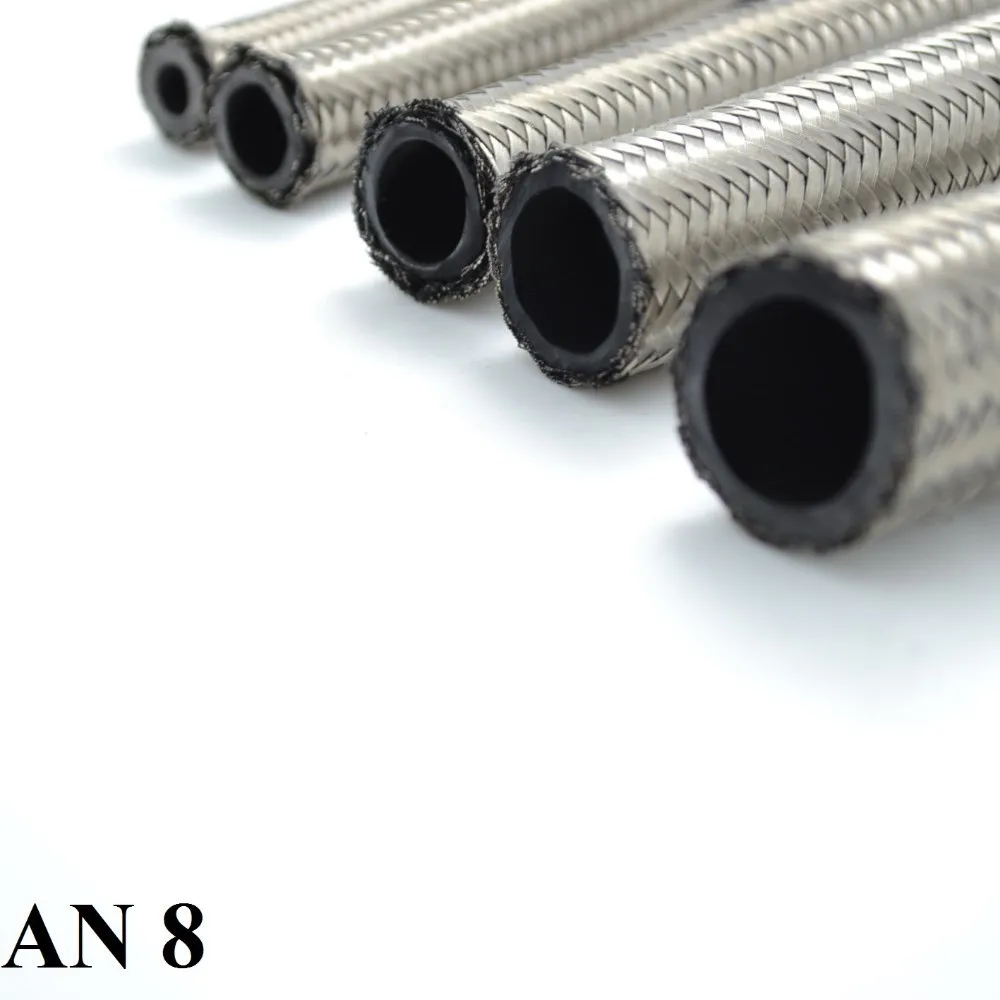 1 Meter AN8 stainless steel hose fuel hose double braided NBR Fuel