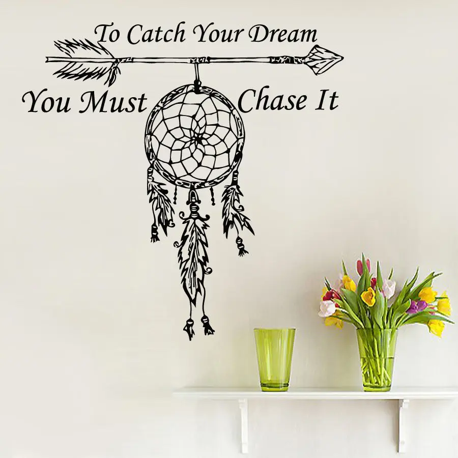 

Removable Quotes To Catch Your Dream Catcher Feather Arrow Vinyl Sticker decals