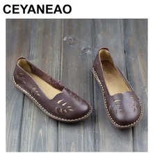 CEYANEAO/Женская обувь женская обувь из натуральной кожи без застежки на плоской подошве дышащая Летняя обувь с круглым вырезом Женская обувь 706