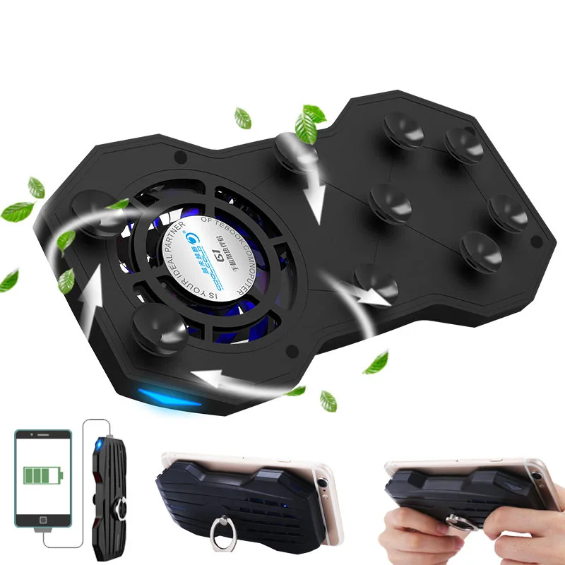 

3 in 1 Mobiele Houder Stand 4-6 inch Radiator Mobiele Telefoon Ringen Houder 2000mA Beugel/Power Bank/telefoon Koelventilator