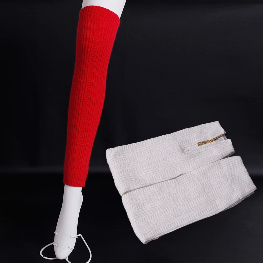 

Newest Fashion brand ladies wool Leg Warmers Zipper open Knit thigh stockings top quality Cashmere boots stockings for women