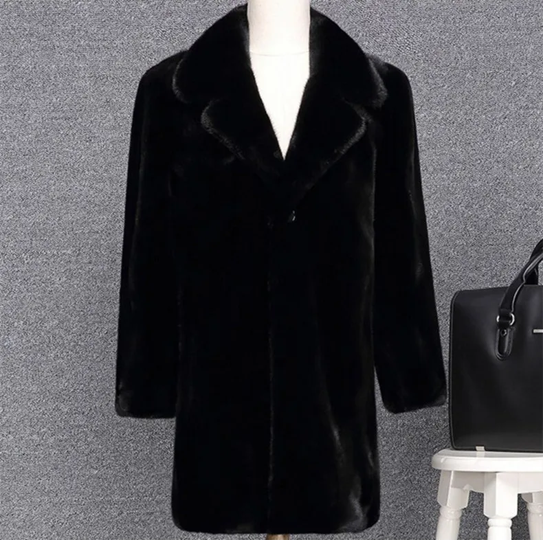2019 черные/коричневые мужские куртки из искусственного меха норки длинные зимние осенние мужские из искусственной норки меховые пальто