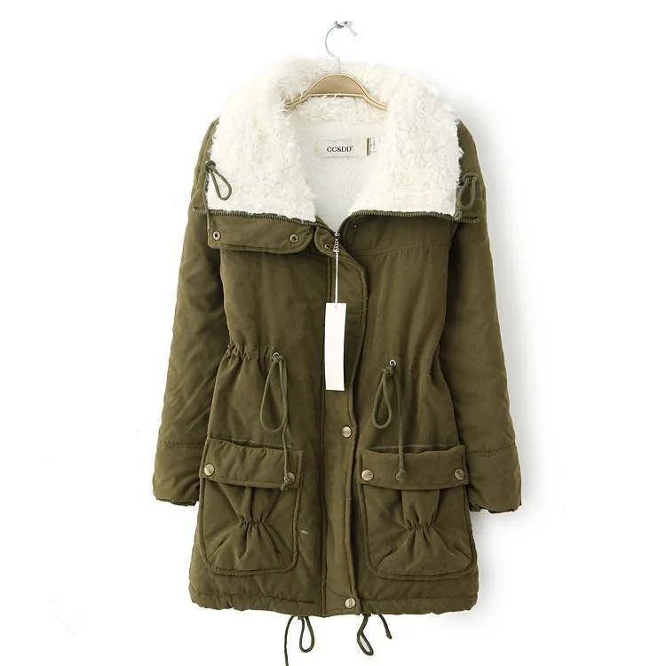 

Autumn Winter Jacket Coat Women Parkas Woman Clothes Solid Long lambswool Jacket Slim Plus Size Women's Winter Jackets Coats