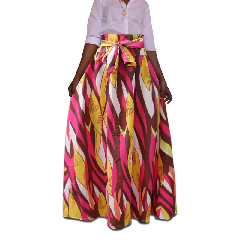 Большие размеры, африканские юбки, одежда 5XL, Анкара, индийская африканская цветная женская летняя и Осенняя мода, бандажная длинная юбка, стиль - Цвет: Многоцветный