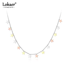 Lokaer Модный дизайн титановая нержавеющая сталь 3 Золотая звезда Красивая подвеска на ожерелье цепочка ожерелье для женщин N19069